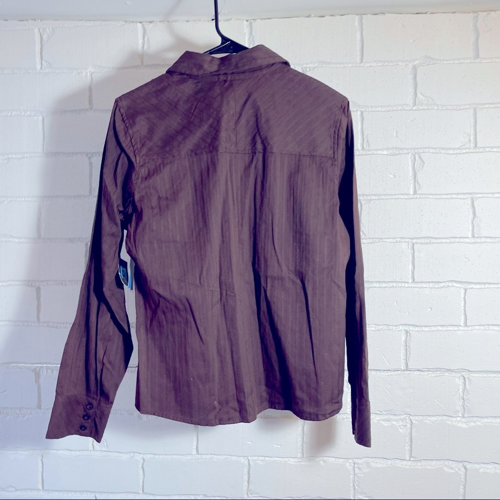 Relativity brown business casual button down shirt size large new with tags - Picture 3 of 5